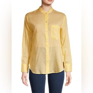 VINCE Pinstripe Silk Blend Button Down Shirt size medium